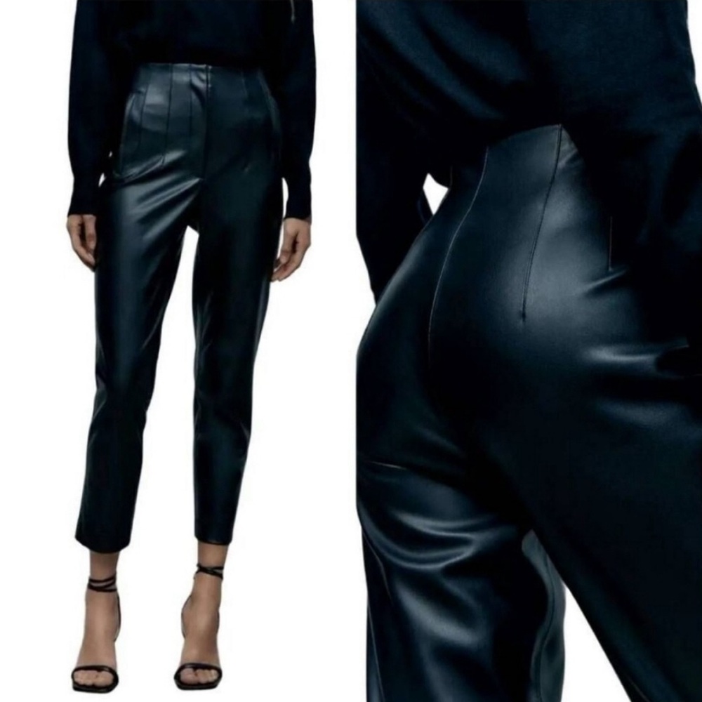 Brand New Zara Leather High Waisted Tapered Pants